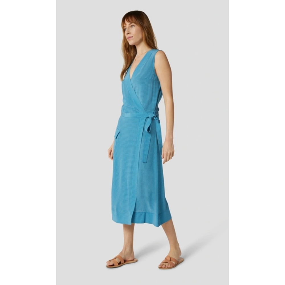 Equipment | Maovesa Polka Dot Silk Crepe de Chine Wrap Dress Mediterranean Blue